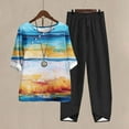 thumbnail image 1 of Yuwull Womens Pajamas Set Fashion Floral Print Sleepwear Tops with Capris Pants Casual Summer 2 Piece Pjs Set Lounge Sets S-4XL （Available in Plus Size), 1 of 5