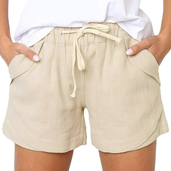 Yuwull Beach Shorts For Women,Womens Drawstring Shorts Summer Elastic Waist Casual Lightweight With Pockets Clearance