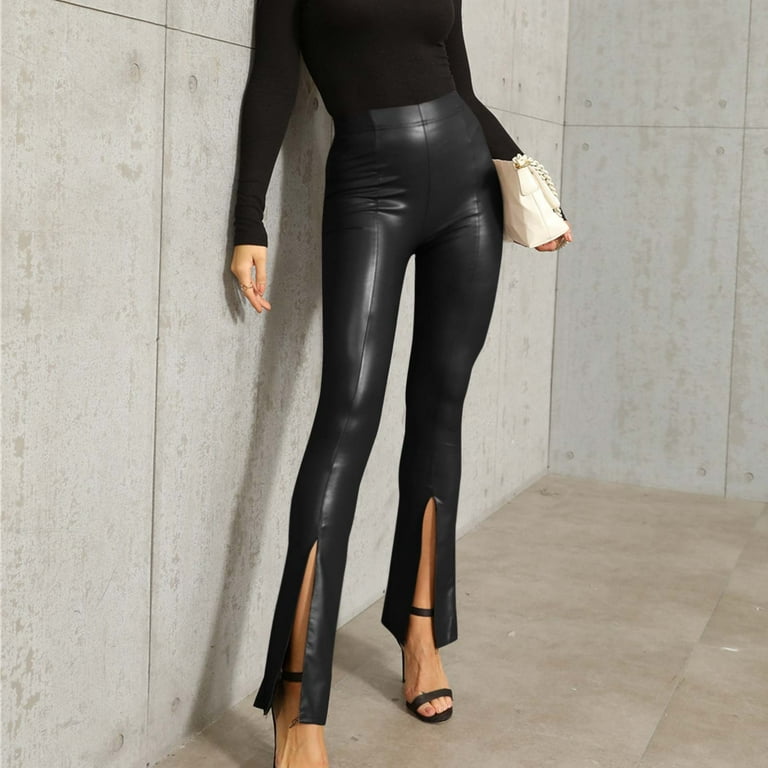 Zara Faux Leather Flared Trousers Flare Latex Jeans Zara Zara Faux