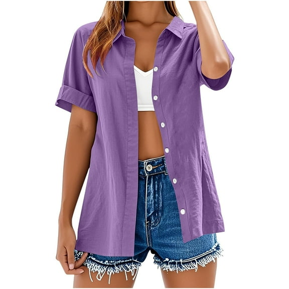 Yuwull Womens Summer Tops Cute Tops For Women Womens Summer Casual Tops V- Neck Hide Belly Short Sleeve T- Tunic Blouses Womens Plus Size Tops