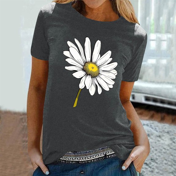 Gyedtr Womens Summer Tops Going Out Tops Women'S New Short-Sleeved Crew-Neck Pullover Casual Valentine'S Day Cute Tops For Women L