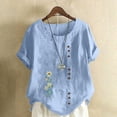 thumbnail image 1 of Gyedtr Womens Summer Tops Going Out Tops For Women Women Casual And Linen Ocean Fish Printed Short Sleeve Button Tunic T-Shirt Blouse Summer Tops For Women OnL, 1 of 4