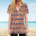 thumbnail image 1 of Yuwull Womens Summer Tops Plus Size Tops For Women Women'S Fashion Printed Short Sleeve Button Round-Neck And V-Neck Top Blouse Women Tops On ClearanceXL, 1 of 8