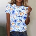 thumbnail image 1 of Yuwull Womens Summer Tops Tops For Women Trendy Women Fashion Summer Sexy Printed Regular Women Short Sleeves Round Neck Ladies Tops And Blouses 10S, 1 of 5