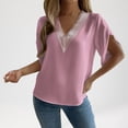 thumbnail image 1 of Gyedtr Womens Summer Tops Womens Tops Casual Women'S V-Neck V-Neck Lace Short-Sleeved Chiffon Shirt Y2K Tops OnXXL(2XL), 1 of 7