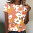 thumbnail image 1 of Yuwull Womens Summer Tops Womens Tops Casual Women Vacation Style Floral Print Round Neck Short Sleeved T-Shirt Y2K Tops 30XL, 1 of 5