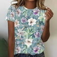thumbnail image 1 of Yuwull Womens Tops Going Out Tops Women Vacation Style Floral Print Round Neck Short Sleeved T-Shirt Women Tops 33S, 1 of 5