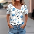 thumbnail image 1 of Yuwull Womens Tops Plus Size Tops For Women Women'S V-Neck Fashion Printed Button Short Sleeved Shirt T-Shirt Short Sleeved V-Neck Top/Shirt Summer Tops For Women S, 1 of 5