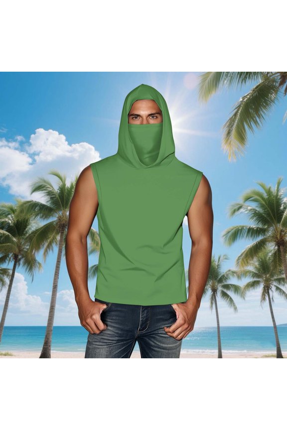 Womens Tops Sexy Tops For Women Unisex Summer Casual Solid Color Sleeveless Hooded Ice Silk Sunscreen Cool Sun Protection Lightweight Tops With Face Mask Womens Plus Size Tops