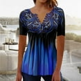 thumbnail image 1 of Yuwull Womens Tops Summer Henley Shirts Trendy Short Sleeve Button Up Tunic Tops Cute Long Flowy Pleated Tshirt Floral Pattern Print Casual Dressy Blouses to Wear with Leggings, 1 of 5
