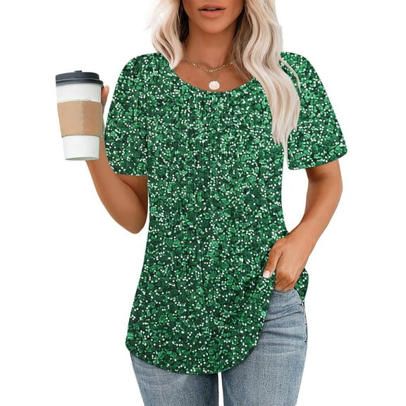 Gyedtr Womens Tops Tops For Women Trendy Fashionable Women'S Casual Short Sleeved Loose Round Neck Solid Color Womens Plus Size Tops XXL(2XL)