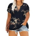 thumbnail image 1 of Yuwull Womens Tops, Womens Plus Size Summer Tops Casual V Neck Hollow Tee Shirts Leaf Sleeve Fashion Loose Blouse, 1 of 6
