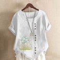thumbnail image 1 of Yuwull Womens Tops Womens Tops Casual Women Casual And Linen Ocean Fish Printed Short Sleeve Button Tunic T-Shirt Blouse Summer Tops For Women On ClearanceS, 1 of 4