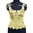 thumbnail image 1 of Yuwull Womens Vintage Ruffle Hem Overbust Corset Tie Front Lace-Up Back Bustier Shapewear Top, 1 of 8