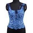 thumbnail image 1 of Yuwull Womens Vintage Ruffle Hem Overbust Corset Tie Front Lace-Up Back Bustier Shapewear Top, 1 of 8