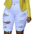 thumbnail image 1 of Yuwull Yuwull Women's Juniors Plus Size Jean Shorts High Waisted Stretchy Denim Shorts Distressed Knee Length Stretch Short Jeans Elastic Waist Denim Shorts Casual Summer Hot Shorts, 1 of 3