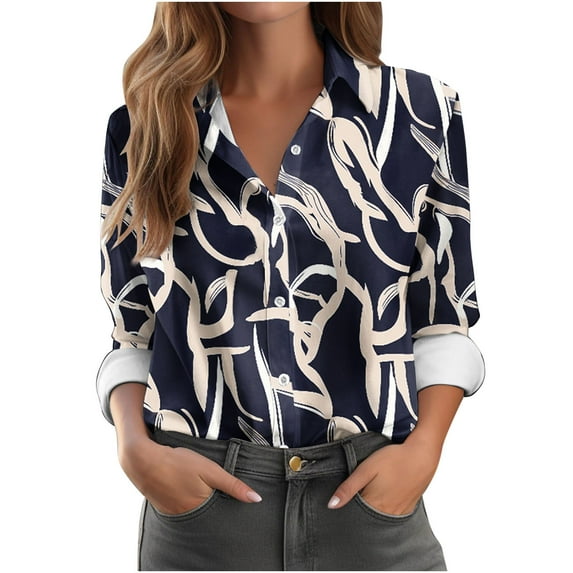 Yuwull boho floral long sleeve shirts for women Button dwons Shirt going out tops Casual business lapel blouse t shirts plus size tops for women
