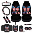 thumbnail image 1 of Yuyamidu 12 PCS Butterfly Car Seat Cover for Front Seats American Flag Rearview Mirror Cover Steering Wheel Cover Safe Belt Pads Armrest Pad Garbage Can Air Vent Organizer Keychain Coasters, 1 of 7