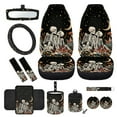 thumbnail image 1 of Yuyamidu 12 Piece Skull Car Seat Covers Full Set for Front Seat Mushroom Steering Wheel Cover Seat Belt Pads Armrest Cover Trash Bin Car Vent Organizer Rearview Mirror Cover Coasters Keychain, 1 of 7