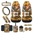thumbnail image 1 of Yuyamidu 12pcs Deer Car Front Seat Cover Set with Steering Wheel Cover Seat American Flag Belt Armrest Cover Trash Can Air Vent Holder Rear View Mirror Cover Coasters Key Chain Car Accessories, 1 of 7