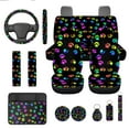 thumbnail image 1 of Yuyamidu 13 PCS Colorful Dog Paw Car Seat Covers Set with Steering Wheel Cover Seat Belt Pads Cute Armrest Seat Box Cover Keychain Coasters Auto Accessories, 1 of 6