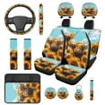thumbnail image 1 of Yuyamidu 14 PCS Car Seat Covers and Steering Wheel Cover Highland Cow Seatbelt Strap Pad Sunflower Armrest Cover Pad Headrest Cover Cup Coasters Key Ring, 1 of 7