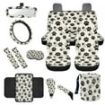 thumbnail image 1 of Yuyamidu 14 PCS Dog Paw Car Seat Covers Full Set Cute Steering Wheel Cover Seat Belt Strap Pads Garbage Container Rearview Mirror Cover Coasters Auto Center Console Cover Handbrake Cover Set, 1 of 7