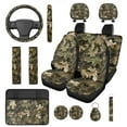 thumbnail image 1 of Yuyamidu 14 Pack Camo Hunting Auto Seat Cover Wood Steering Wheel Cover Seatbelt Pad Universal Armrest Cover Pad Cup Holders Keychain Headrest Covers for SUV Van Sedan, 1 of 7