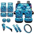 thumbnail image 1 of Yuyamidu 15 PCS Dolphin Car Seat Covers Set with Carpet Mats Blue Heart Steering Wheel Cover Seat Belt Covers Coasters Car Gear Shift Knob Cover for SUV Truck, 1 of 6