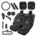 thumbnail image 1 of Yuyamidu 16 PCS Cobweb Car Seat Covers Set Halloween Gear Shift Cover Hand Brake Cover Car Sun Shade Steering Wheel Cover Seat Belt Covers Rear View Mirror Cover Coasters Key Chain, 1 of 7