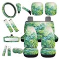 thumbnail image 1 of Yuyamidu 16 PCS Palm Leaves Car Seat Covers Set Green Gear Shift Cover Hand Brake Cover Car Sun Shade Steering Wheel Cover Seat Belt Covers Rear View Mirror Cover Coasters Key Chain, 1 of 7