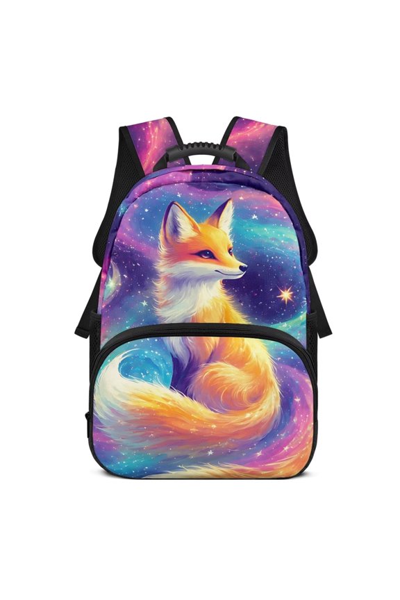 17 Inch Kids Fox School Backpack for Boys Girls Ages 6-18 Elementary Students Adjustable Padded Straps Large Capacity Backpack for Back to School Daily Travel
