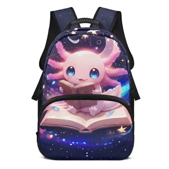 Yuyamidu 17 Inch Study Axolotl Kids School Backpack for 6-12 Elementary Students with Adjustable Padded Straps Large Capacity Cute Back to School for Boys and Girls