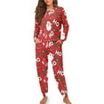 thumbnail image 1 of Yuyamidu 2 Pack HO-HO-HO Round Neck Pajamas Size S Santa Claus Long Sleeve Home Wear for Fall Winter Night Clothes Red Women Christmas Sleepwear Pants Set of 2, 1 of 7