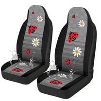Yuyamidu 2 Pcs Car Seat Covers Set Cute Ladybug Vehicle Front Seat Protection Daisy Auto Interior Accessories Universal fit Most Car SUV Van Truck