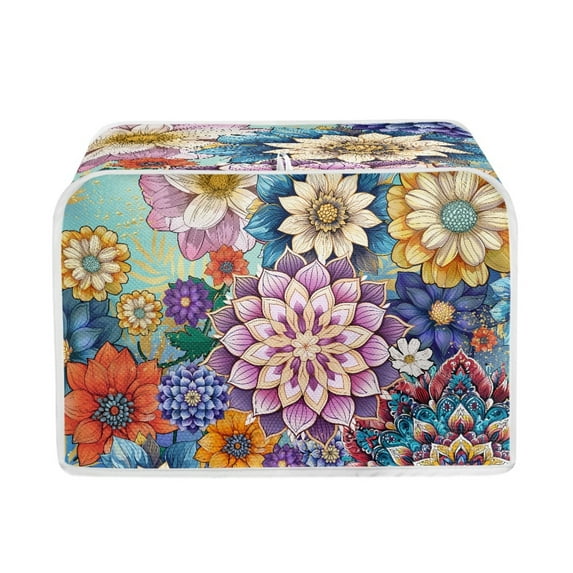 Yuyamidu 2 Slice Toaster Cover Boho Mandala Flower Bread Maker Dust Cover Wide Slot Breadmaker Cover Kitchen Decoration Spill Proof Microwave Toaster Oven Cover