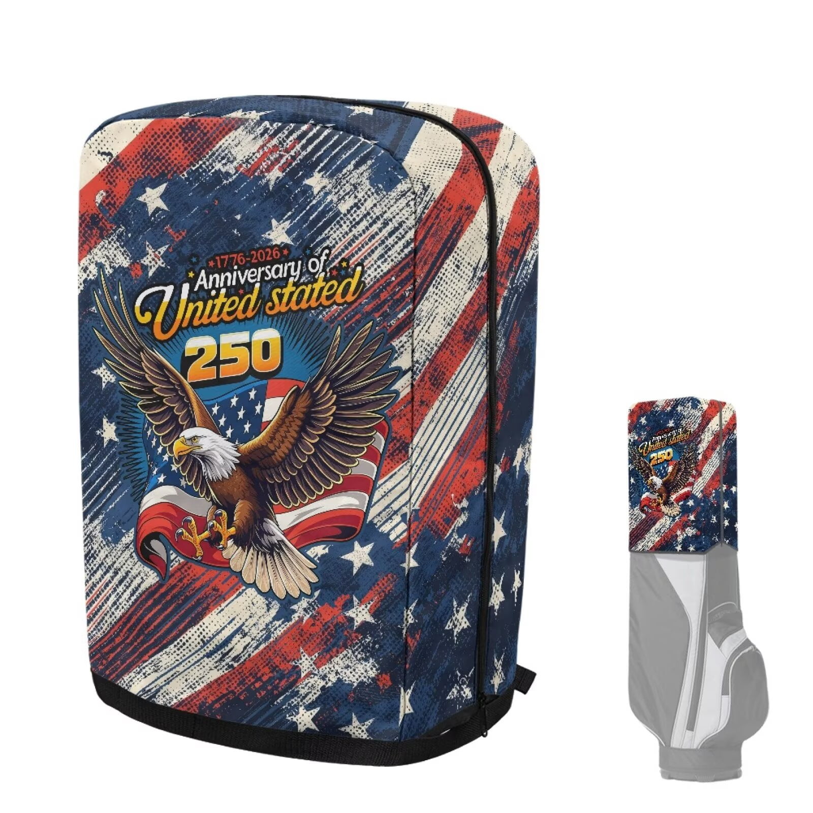 Yuyamidu 250 Annviersary USA Golf Bag Cover Eagle Dust and Sun Protection Golf Bag Umbrella for Clubs with Snap Button Adjustable Easy Access Fit Most Club Bags