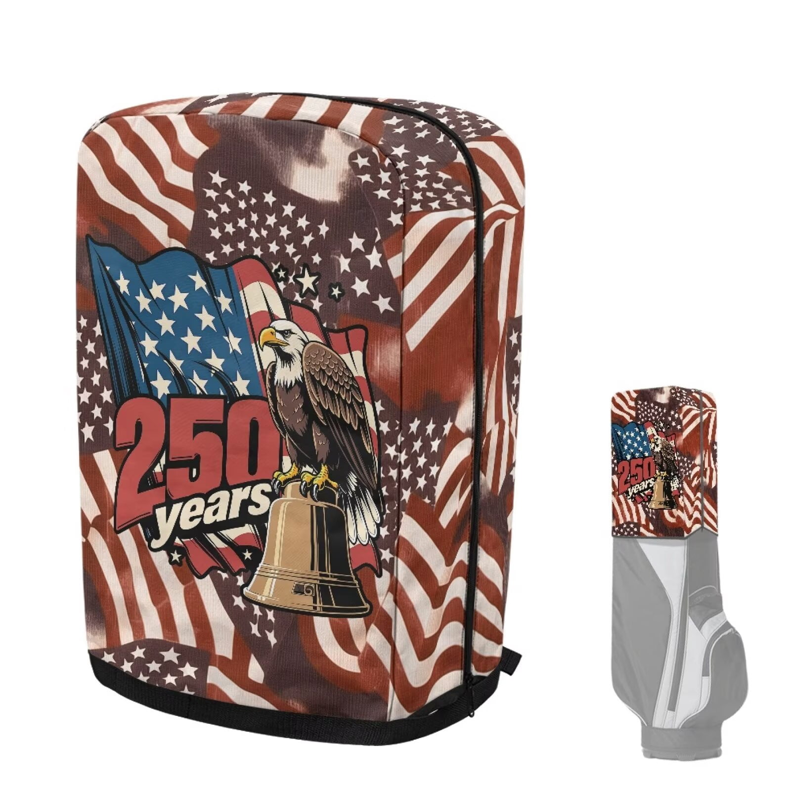 Yuyamidu 250 Years American Flag Golf Bag Cover Portable Golf Bag Dust Cover Eagle Golf Caddy Bags Covers Golf Gifts for Women Universal Golf Club Bag Accessories