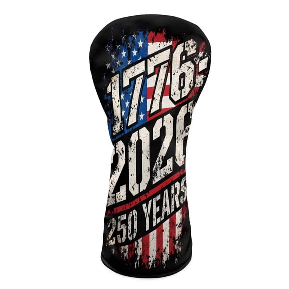 Yuyamidu 250 Years American Flag PU Leather Golf Club Head Cover 1776-2026 Driver Headcover Fairway Wood Head Cover Hybrid Headcover