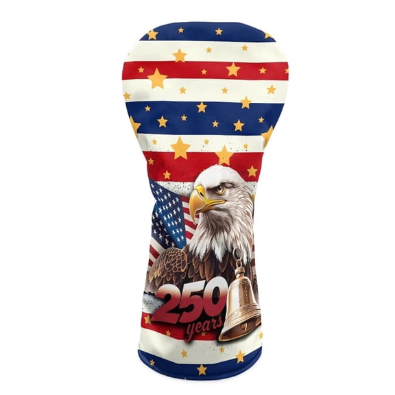 Yuyamidu 250 Years USA Flag Golf Club Head Cover 4th of July Ealge Golf Headcover Driver Headcover Fairway Wood Headcover Hybrid Club Head Cover with Soft Lining