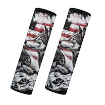 Yuyamidu 2Pcs American Flag Car Seat Belt Cover Pads Wolf Shoulder Seatbelt Pads for Adults Universal Flannel Auto Accessories for Car Seat Belt Car Interior Decoration
