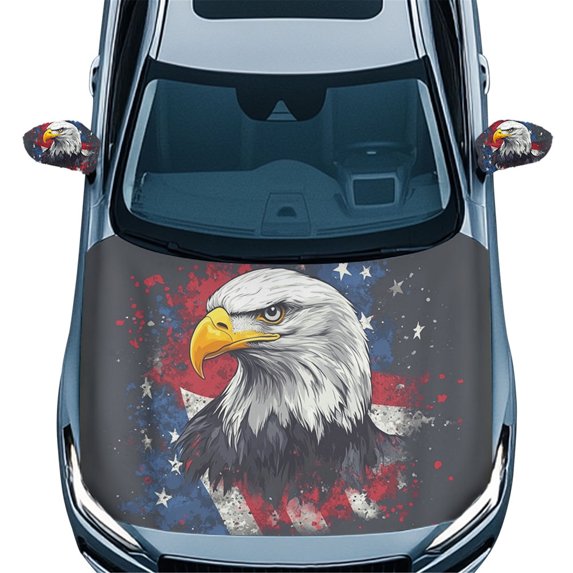 Yuyamidu 3 PCS Eagle Side View Mirror Covers for Car Sedan Exterior Rear View Accessories Ameican Flag Auto Hood Cover Protector Car Bonnet Banner Vehicle Exterior Decoration
