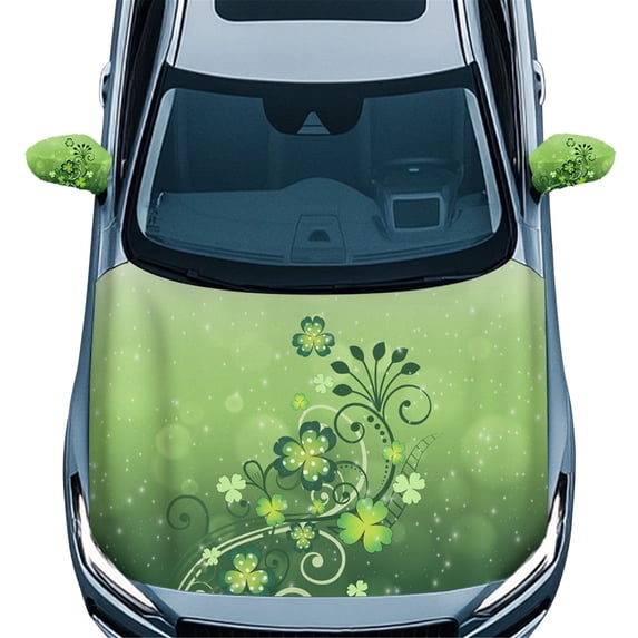 Yuyamidu 3 PCS Green Leaf Side View Mirror Cover for Car Sedan St. Patrick's Day Exterior Rear View Accessories Stylish Auto Hood Cover Protector Car Bonnet Banner Vehicle Exterior Decoration