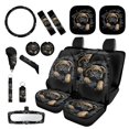 thumbnail image 1 of Yuyamidu 3D Pug Car Seat Cover Set Cute Steering Wheel Cover Seat Belt Pads Gear Shift Knob Cover Sun Visor Car Rearview Mirror Cover Cup Holder Wrist Key Chain 16 PCS, 1 of 7