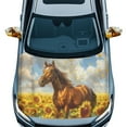 thumbnail image 1 of Yuyamidu 3pcs Horse Car Hood Cover Protector Sunflower Vehicle Side View Mirror Wrap Fashion Car Front Hood Cover Removable Mirror Covers Auto Accessories for Cars Sedans, 1 of 7