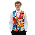 thumbnail image 1 of Yuyamidu Abstract Men's V-Neck Business Vests with 3 Pockets Formal Dress Vest for Suit Tuxedo Casual 4 Button Waistcoat Size L, 1 of 7