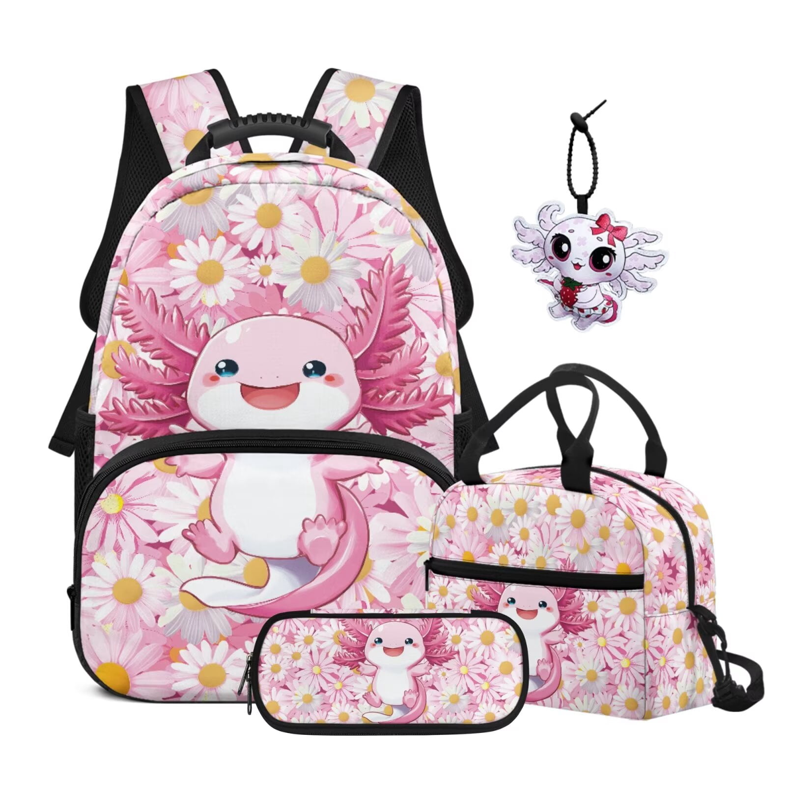 Yuyamidu Whale Axolotl Girls School Backpack with Lunch Bag for