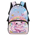 thumbnail image 1 of Yuyamidu Adorable Axolotl School Backpack for Girls 8-12 Lightweight Bookbag 17 Inch Backpack with 2 Side Mesh Pouches Primary School Bag, 1 of 7