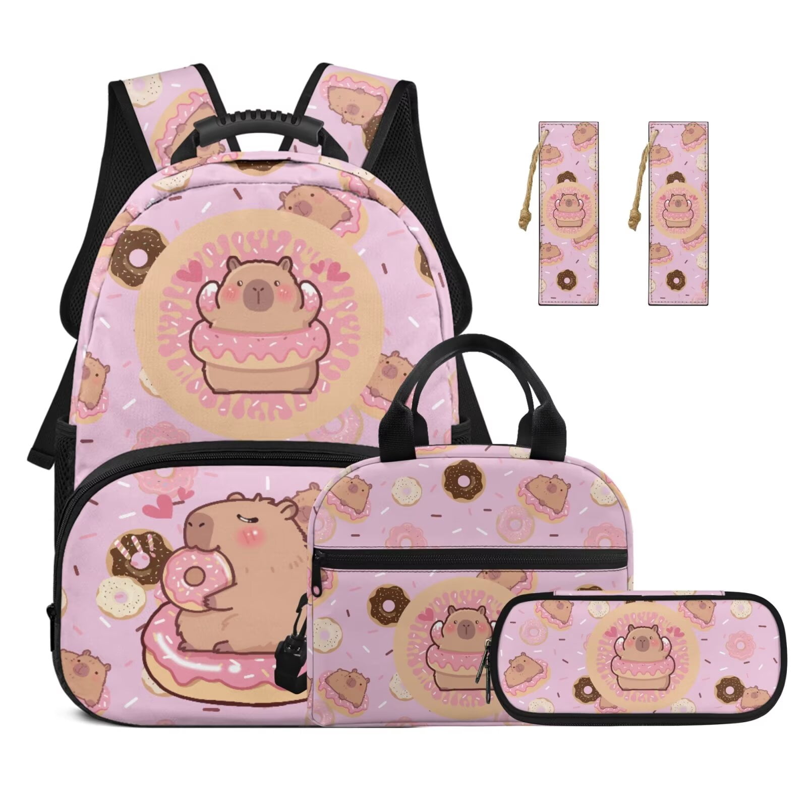Yuyamidu Cute Axolotl Kids Backpack and Lunch Box Set of 5 Middle