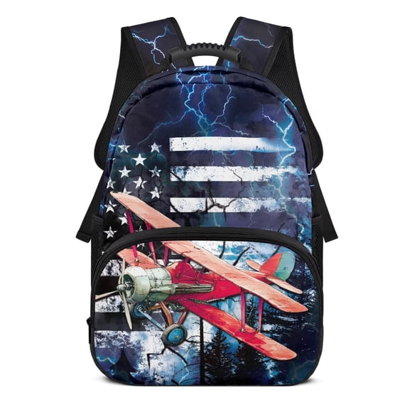 Yuyamidu Aircraft Middle School Boy Backpack for School Portable Shoulder Backpack with Compartments American Flag School Bags for Teens 14-16 Back to School